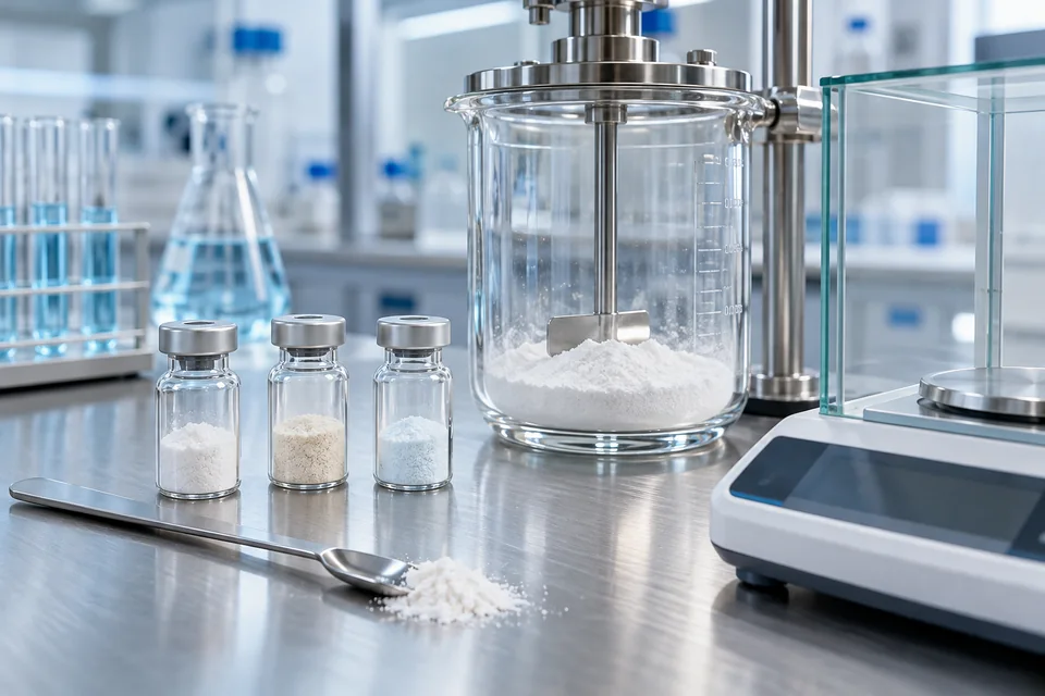 Multiple peptide powder samples prepared for a custom complex