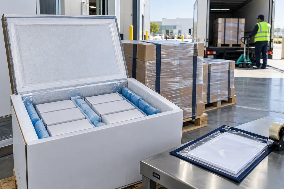 Insulated export packing and shipment dispatch preparation